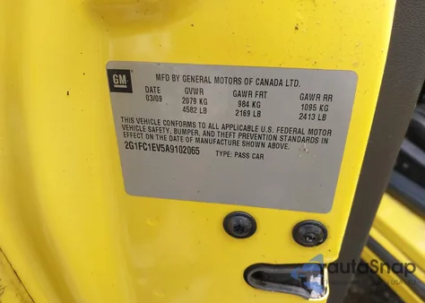 2010 Chevrolet Camaro 2Lt из США, поврежденный, VIN 2G1FC1EV5A9102065